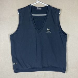 Lynx Mens L V Neck Vest Black Embroidered‎ Logo 100% Cotton